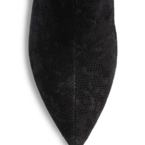 NEW VERA WANG BIANCA Black Pointed-Toe Texture Suede Bootie 7.5 38 Ankle Boots - Picture 10 of 12